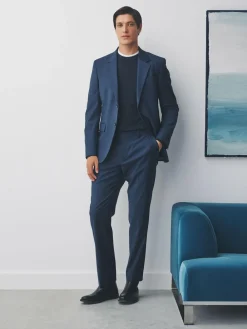 Next Navy Slim Fit Tailored Fit Wool Blend Motionflex Suit Jacket