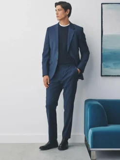 Next Navy Slim Fit Tailored Fit Wool Blend Motionflex Suit Jacket