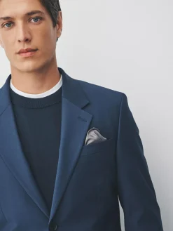 Next Navy Slim Fit Tailored Fit Wool Blend Motionflex Suit Jacket