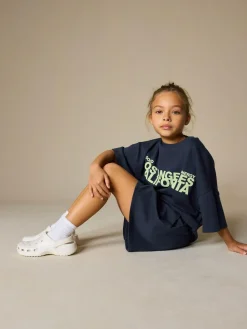 Discount Next Navy Slogan Heavyweight T-Shirt and Shorts Set (3-16yrs)