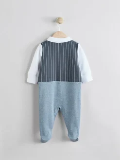 Next Navy Smart Bow Tie Baby Sleepsuit (0mths-2yrs)^BOY Nightwear|Nightwear
