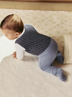 Next Navy Smart Bow Tie Baby Sleepsuit (0mths-2yrs)^BOY Nightwear|Nightwear