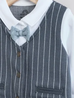 Next Navy Smart Bow Tie Baby Sleepsuit (0mths-2yrs)^BOY Nightwear|Nightwear