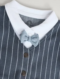 Next Navy Smart Bow Tie Baby Sleepsuit (0mths-2yrs)^BOY Nightwear|Nightwear