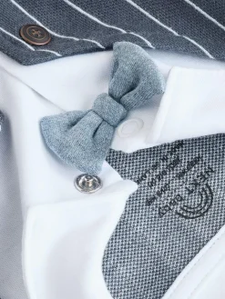 Next Navy Smart Bow Tie Baby Sleepsuit (0mths-2yrs)^BOY Nightwear|Nightwear