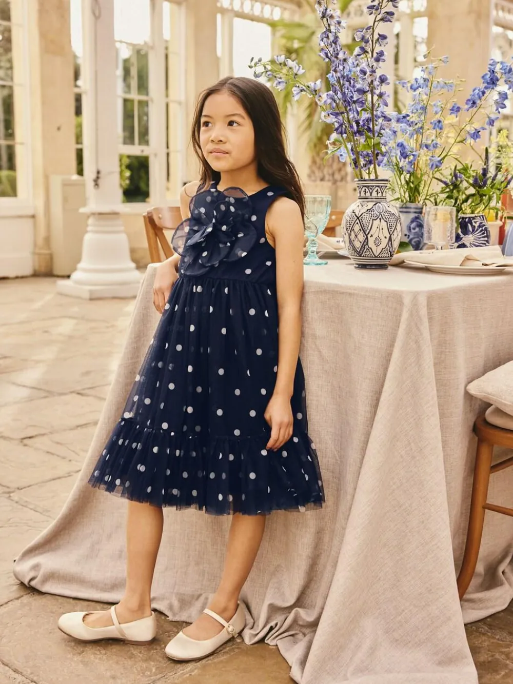 Next Flower Corsage Mesh Occasion Dress (3-16yrs)^ Occasionwear