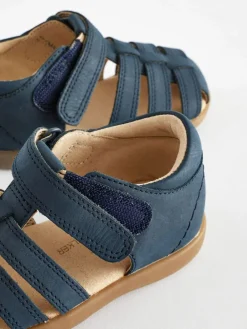 Next Standard Fit (F) Baby Touch Fastening Leather First Walker Sandals^ First Shoes