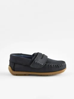 Next Standard Fit (F) Leather Penny Loafers with Touch and Close Fastening^ Shoes