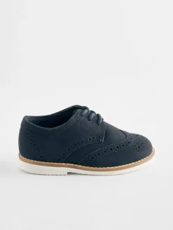 Best Next Standard Fit (F) Smart Leather Brogue Shoes Navy