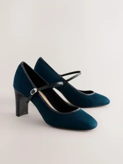 Next Standard Fit Round Toe Mary Jane Block Court Shoes^Women Wide Fit & Extra Wide Fit