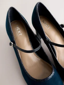 Next Standard Fit Round Toe Mary Jane Block Court Shoes^Women Wide Fit & Extra Wide Fit