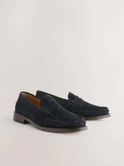 Hot Next Standard Fit Suede Penny Loafers Navy