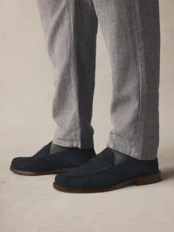 Hot Next Standard Fit Suede Penny Loafers Navy