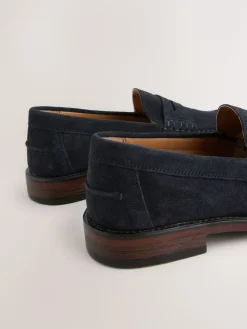 Hot Next Standard Fit Suede Penny Loafers Navy