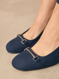 Discount Next Standard/Wide Fit Hardware Slingback Block Heels Navy