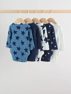 Next Navy Star Long Sleeve Bodysuits 5 Pack^BOY Bodysuits & Vests|Vests