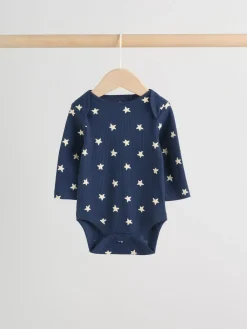 Next Navy Star Long Sleeve Bodysuits 5 Pack^BOY Bodysuits & Vests|Vests