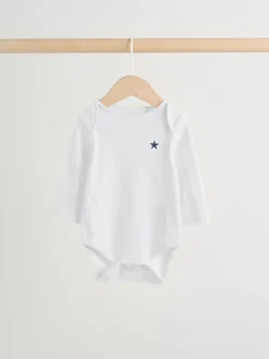 Next Navy Star Long Sleeve Bodysuits 5 Pack^BOY Bodysuits & Vests|Vests