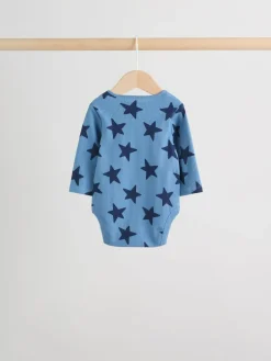 Next Navy Star Long Sleeve Bodysuits 5 Pack^BOY Bodysuits & Vests|Vests