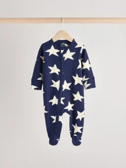 Next Navy Star Sleepsuits 3 Pack (0mths-2yrs)^BOY Nightwear|Nightwear