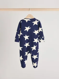 Next Navy Star Sleepsuits 3 Pack (0mths-2yrs)^BOY Nightwear|Nightwear