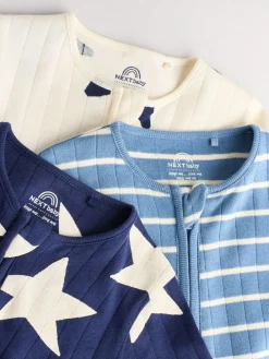 Next Navy Star Sleepsuits 3 Pack (0mths-2yrs)^BOY Nightwear|Nightwear