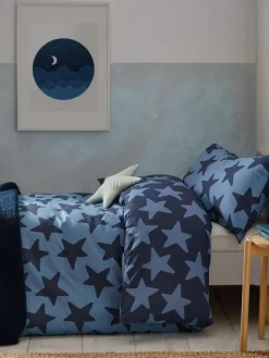 Hot Next Navy Stars Cotton Printed Bedding Duvet Cover and Pillowcase Set