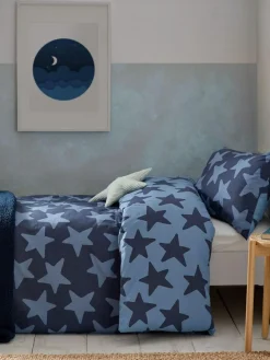 Hot Next Navy Stars Cotton Printed Bedding Duvet Cover and Pillowcase Set