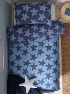 Hot Next Navy Stars Cotton Printed Bedding Duvet Cover and Pillowcase Set