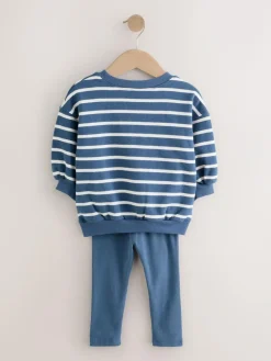 Outlet Next Sweatshirt and Leggings Set (3mths-7yrs) Navy Stripe Characters