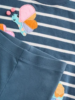 Outlet Next Sweatshirt and Leggings Set (3mths-7yrs) Navy Stripe Characters
