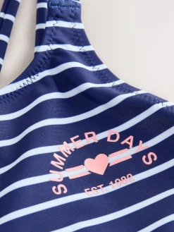 Next Navy Stripe Double Strap Swimsuit (3-16yrs)^ Swimwear|Swimwear