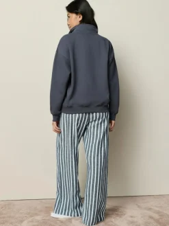 Discount Next Half Zip Sweatshirt and Flannel Pyjamas Set Navy Stripe