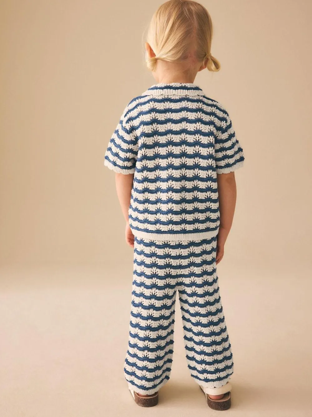 Discount Next Navy Stripe Knitted Shirt and Trousers Set (3mths-10yrs)