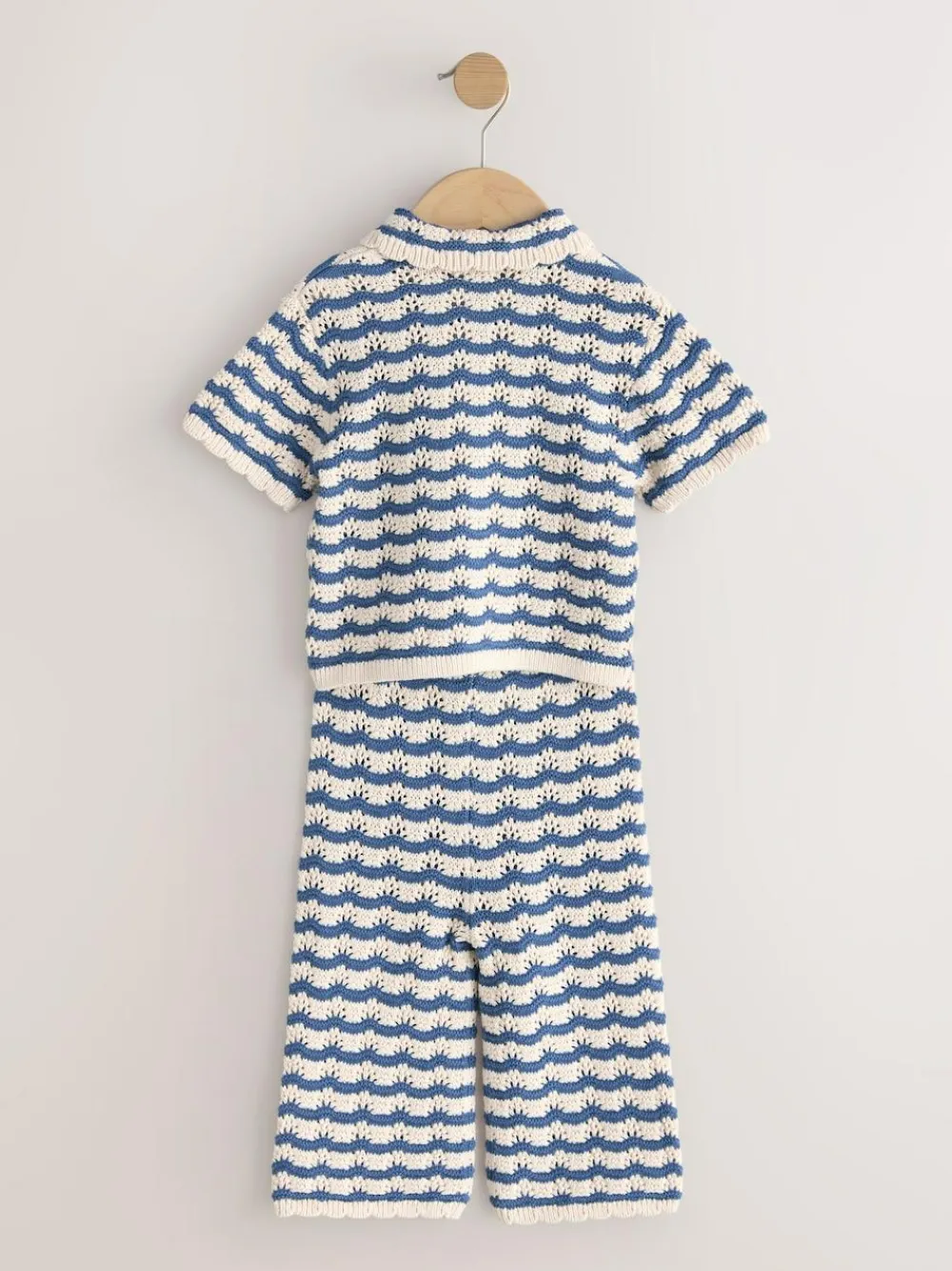 Discount Next Navy Stripe Knitted Shirt and Trousers Set (3mths-10yrs)