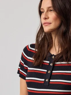 Next Navy Stripe Maternity Collared Knit Dress^Women Midi Dresses|Knitwear