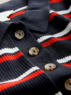 Next Navy Stripe Maternity Collared Knit Dress^Women Midi Dresses|Knitwear