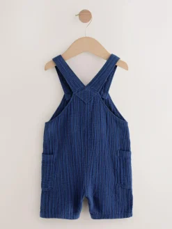 Sale Next Soft Textured 100% Cotton Dungarees (3mths-7yrs) Navy Stripe
