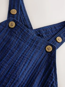 Sale Next Soft Textured 100% Cotton Dungarees (3mths-7yrs) Navy Stripe