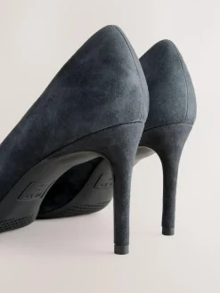 Next Navy Suede Standard/Wide Fit Leather Mid Court Shoes