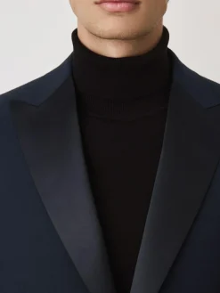 Next Navy Tailored Fit Wool Blend Motionflex Tuxedo Suit Jacket