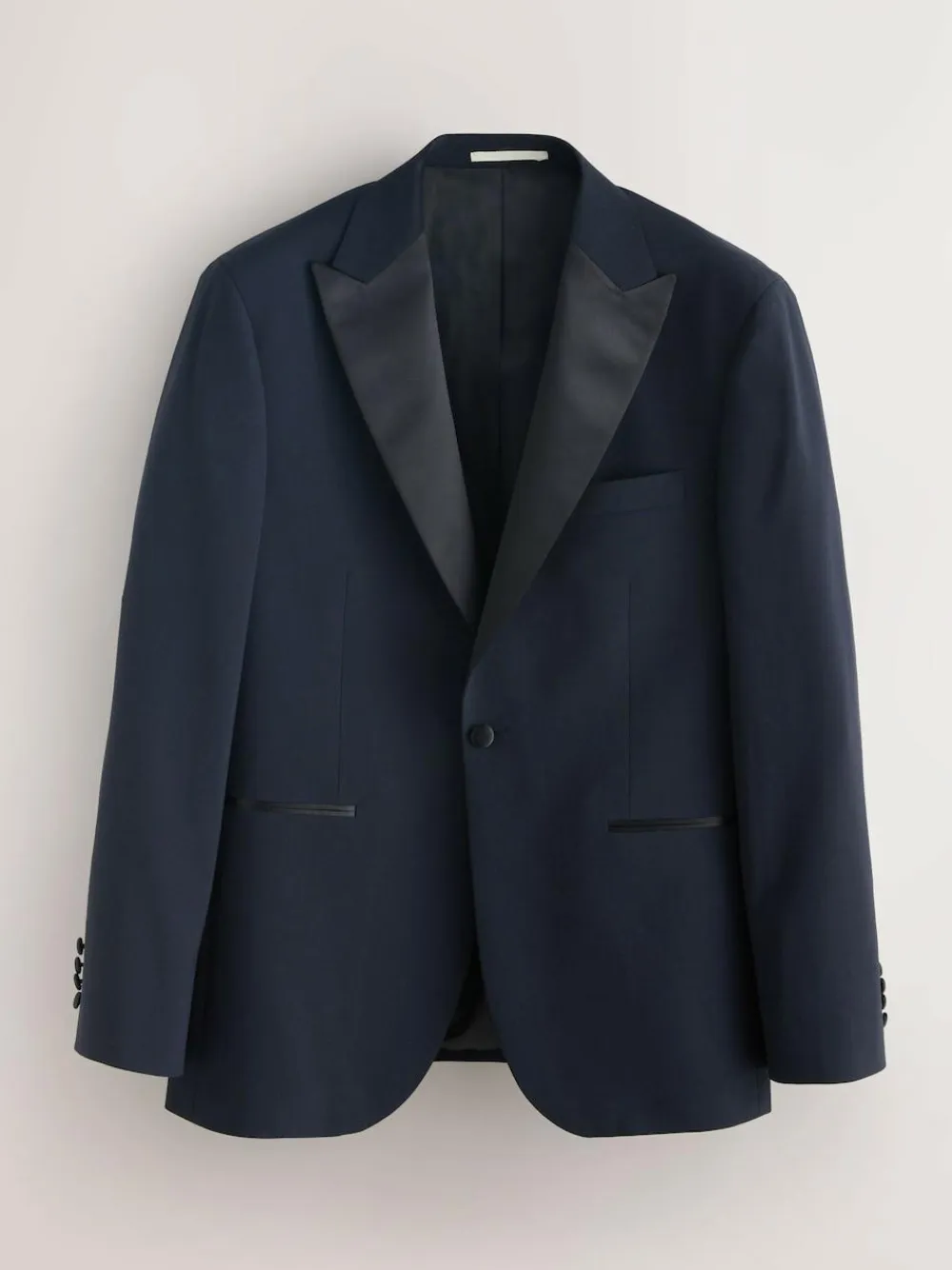 Next Navy Tailored Fit Wool Blend Motionflex Tuxedo Suit Jacket
