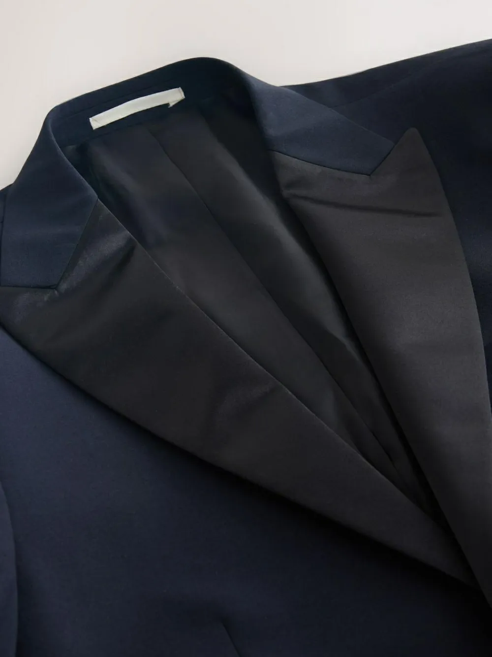 Next Navy Tailored Fit Wool Blend Motionflex Tuxedo Suit Jacket