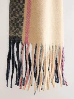 Outlet Next Navy Texture Check Midweight Scarf