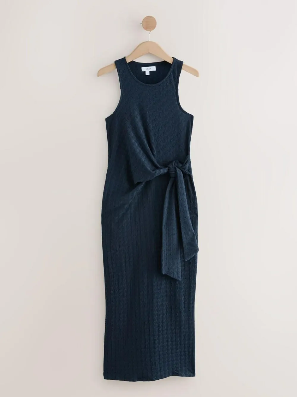 Next Navy Textured Jersey Tie Waist Maxi Dress^Women Maxi Dresses