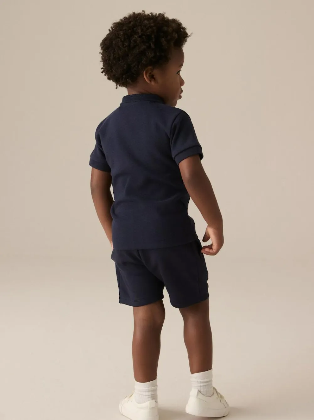 Best Next Navy Textured Short Sleeve Polo Shirt And Shorts Set (3mths-7yrs)