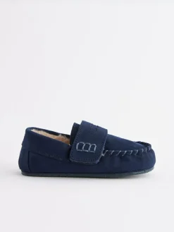 Discount Next Touch Fastening Moccasin Slippers Navy