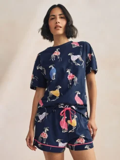 Outlet Next Navy Whippet 100% Cotton Short Set Pyjamas