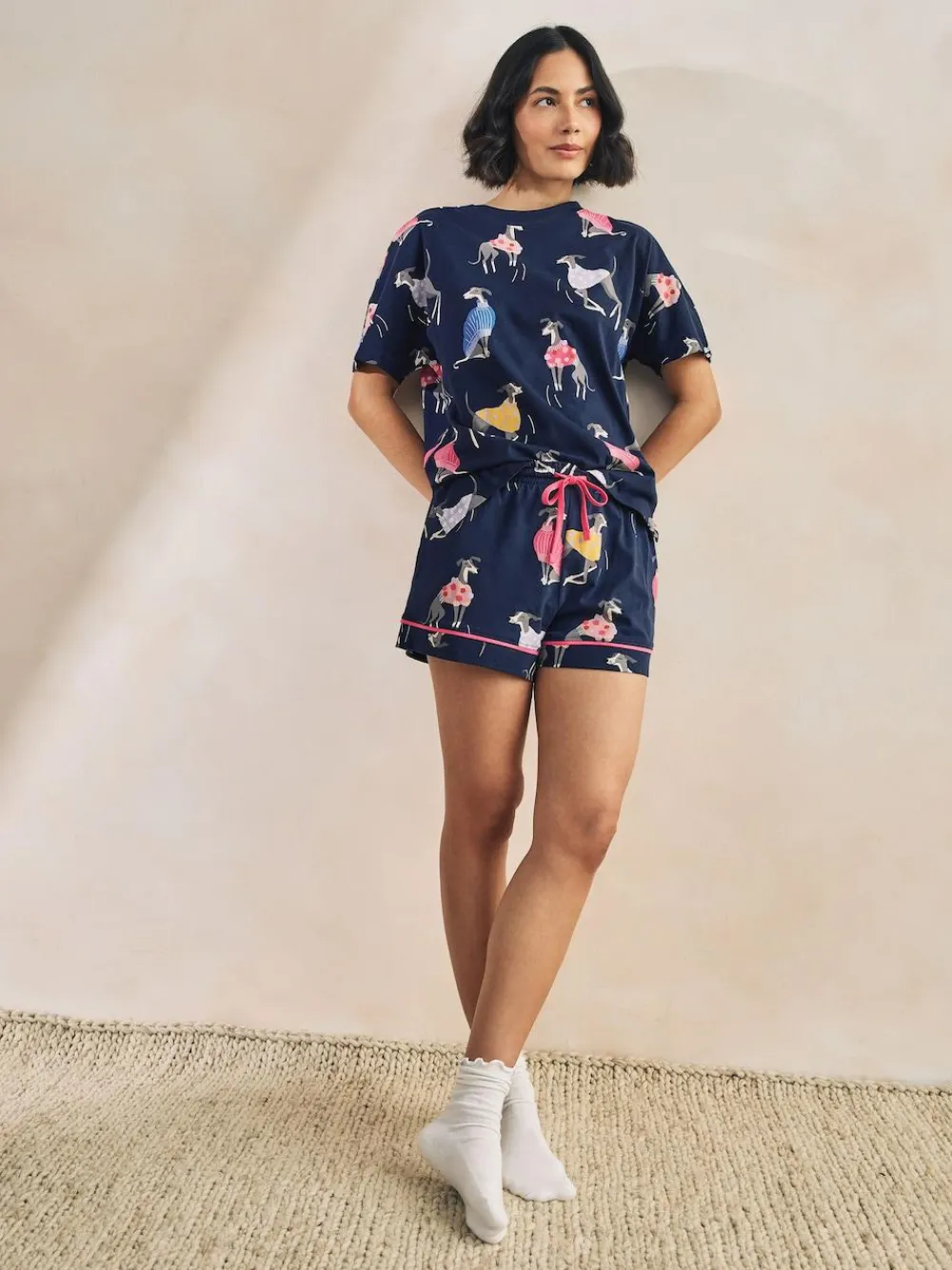Outlet Next Navy Whippet 100% Cotton Short Set Pyjamas
