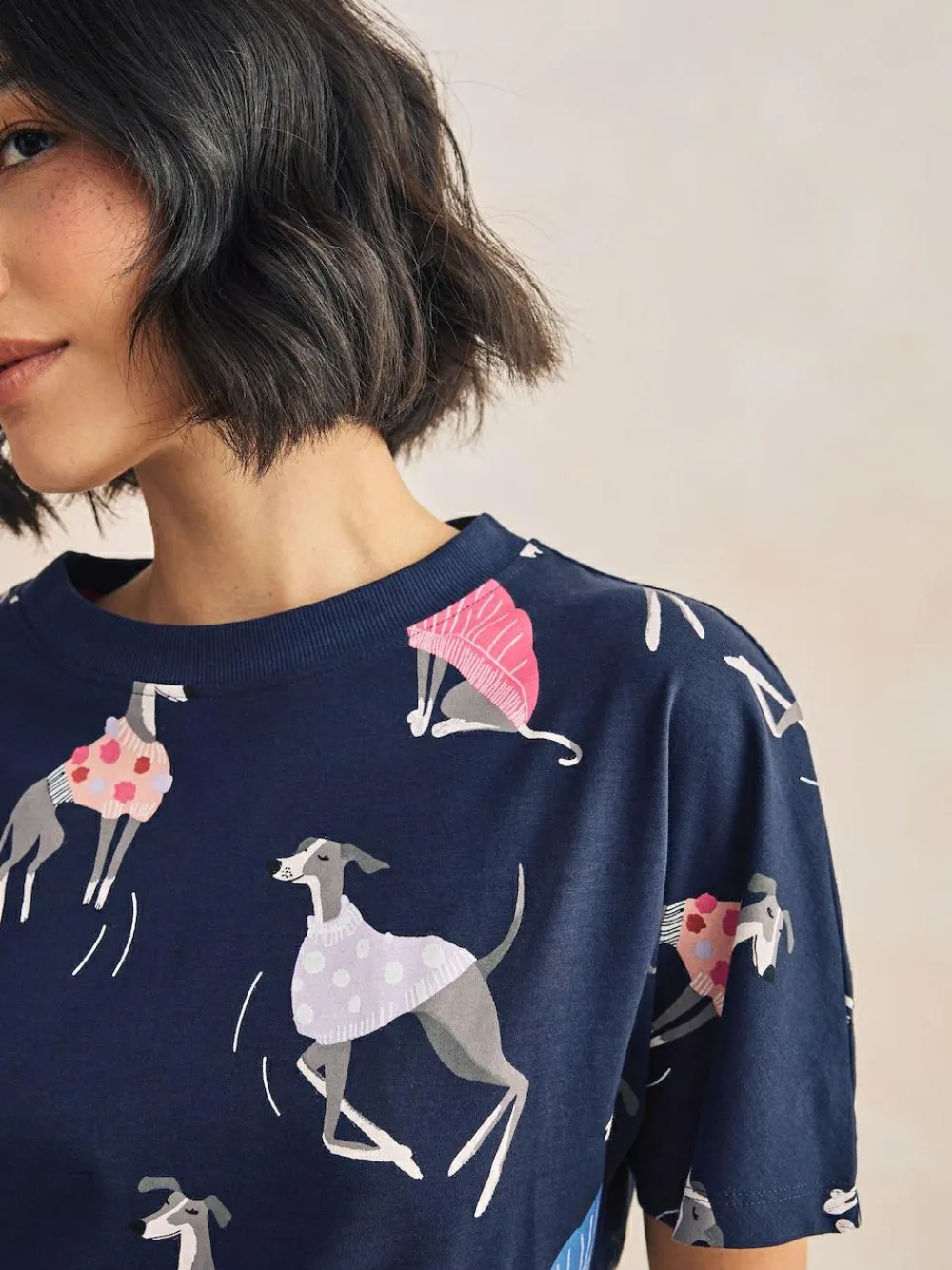 Outlet Next Navy Whippet 100% Cotton Short Set Pyjamas